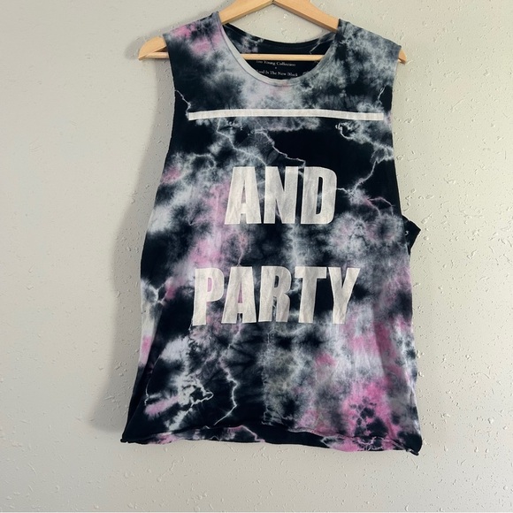 Urban Outfitters Black Pink Tie-Dye Tank Top And Party Casual College Large - Picture 1 of 6
